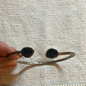 Adjustable black druzy stone bracelet